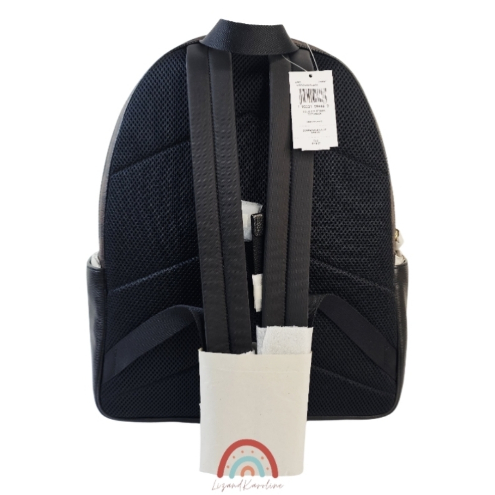 New! Coach Large Court Backpack in Signature Canvas Leather Gold Brown Black - Picture 10 of 16